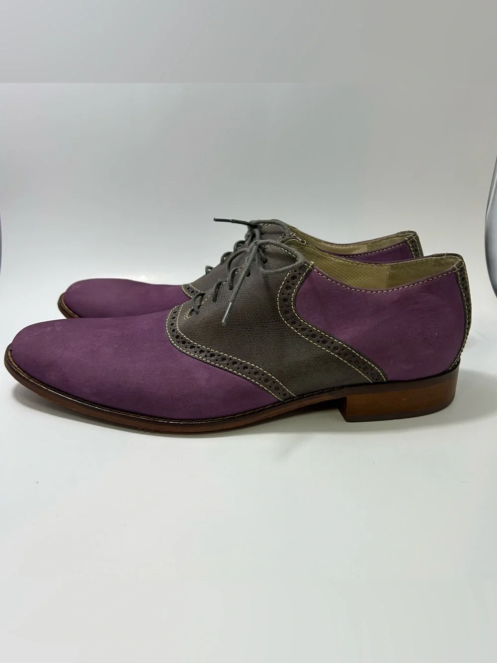 Cole Haan Air Colton Saddle Shoes Men’s 13 M Purple Nike Air Formal Dance Suede